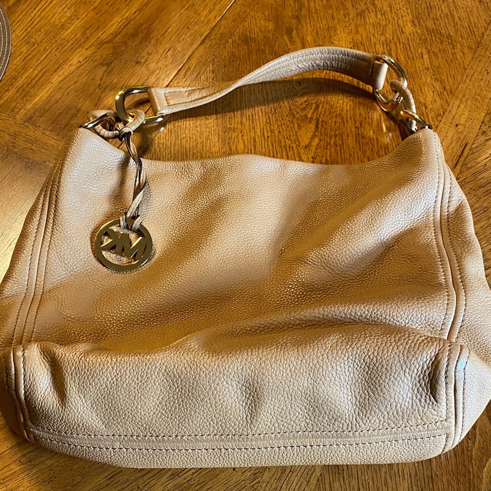 Michael Kors Beige Leather Hobo Bag
